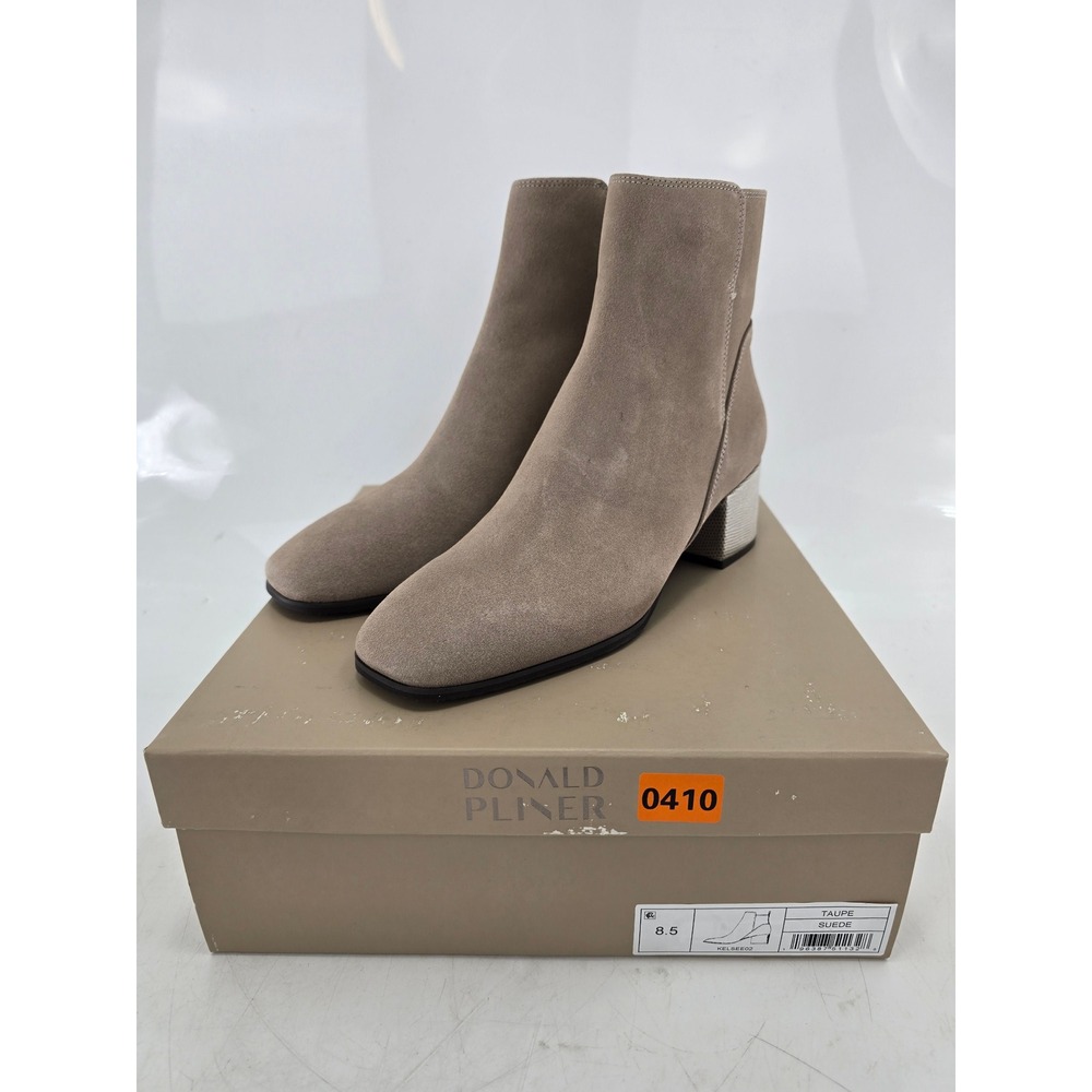 Donald Pliner Kelsee02 Ankle Boots Womens 8.5 Taupe Suede Block Heel‎ -NEW